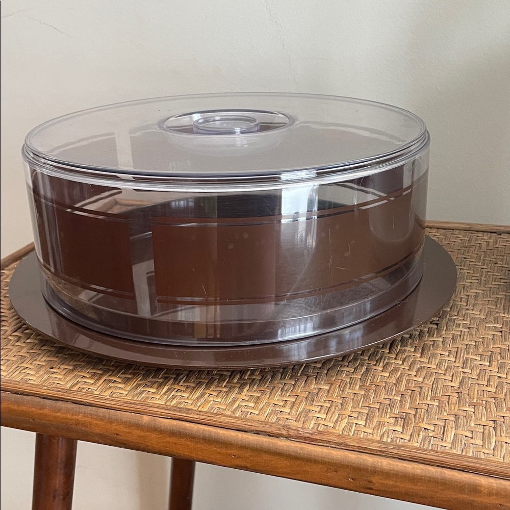 Vintage plastex Cake Server Pan and Lid - 13” Round
